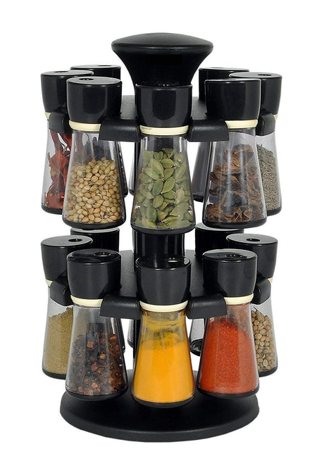 Revolving 16 jar spice rack (Black)