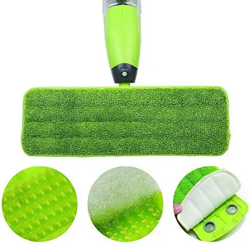 HEALTHY SPRAY MOP WITH REMOVABLE WASHABLE CLEANING MICROFIBER PAD AND INTEGRATED WATER SPRAY MECHANISM