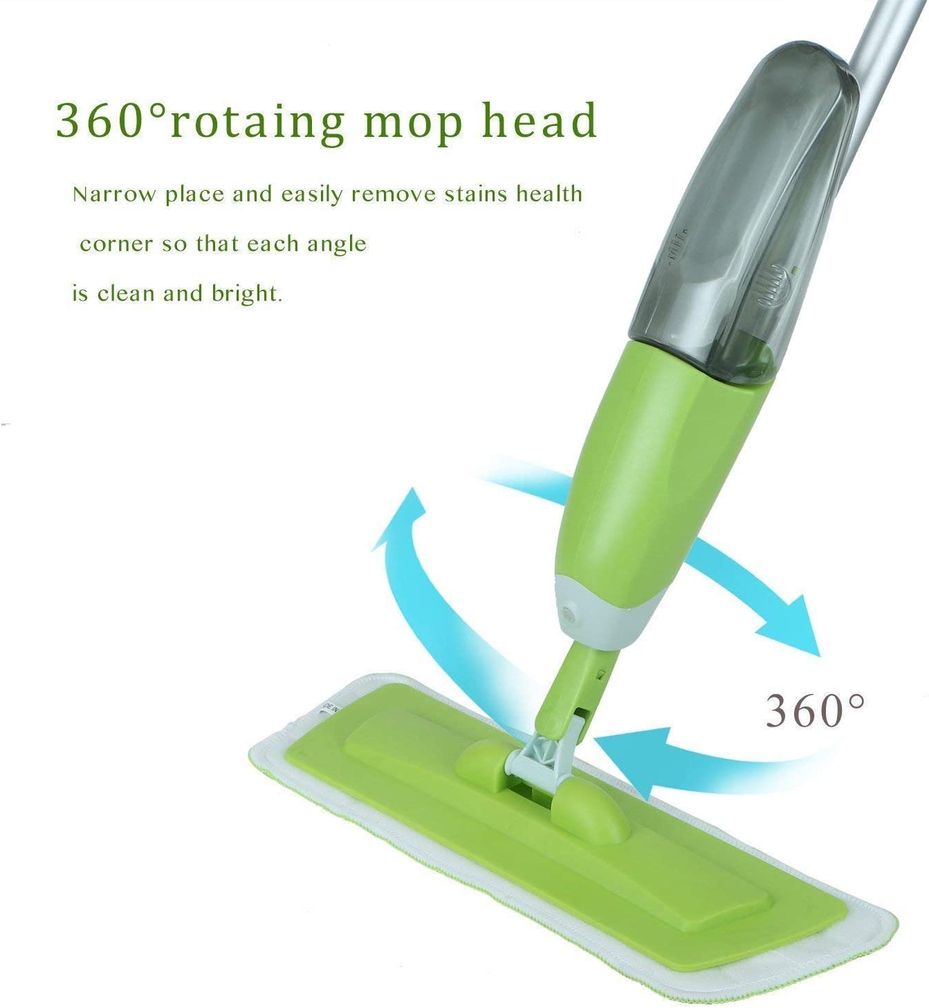 HEALTHY SPRAY MOP WITH REMOVABLE WASHABLE CLEANING MICROFIBER PAD AND INTEGRATED WATER SPRAY MECHANISM