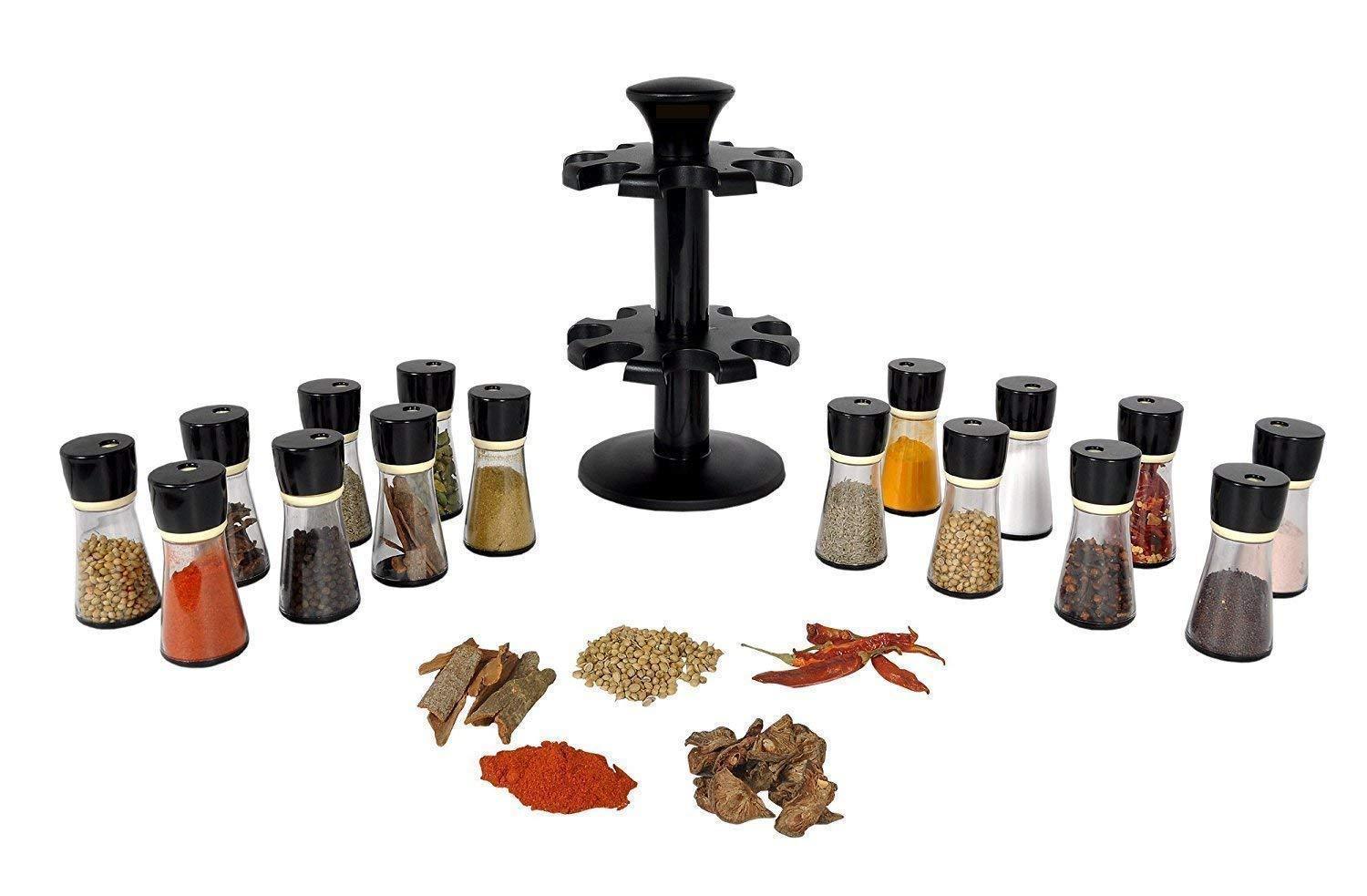 Revolving 16 jar spice rack (Black)