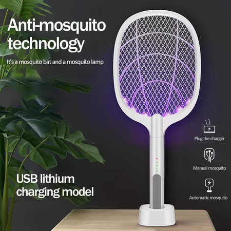 2 in 1 Mosquito USB Rechargeable Racket and Bug Zapper
