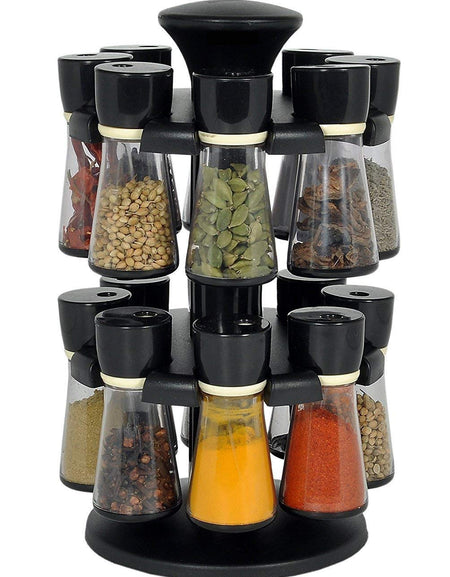 Revolving 16 jar spice rack (Black)
