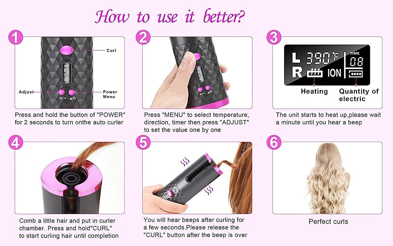 USB Rechargeable Automatic Wireless Electric Hair Curler