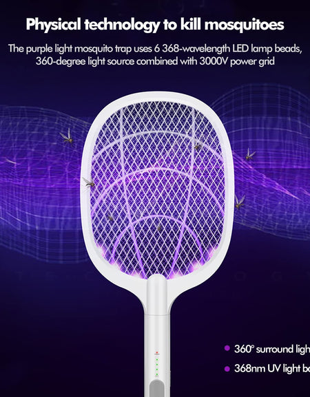 2 in 1 Mosquito USB Rechargeable Racket and Bug Zapper