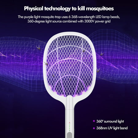 2 in 1 Mosquito USB Rechargeable Racket and Bug Zapper