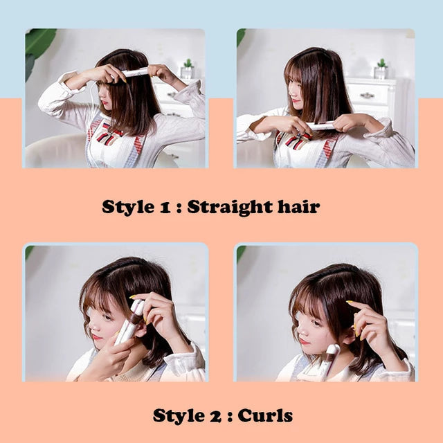 Portable Mini Hair Straightener Curling Hair Clipper with Box (Buy 1 Get 1 Free Offer)