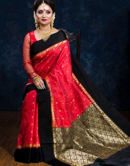 Women's Banarasi Kanjivaram Silk Saree with Blouse Piece