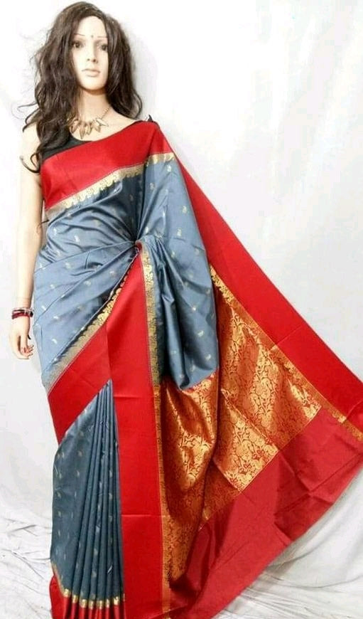 Women's Banarasi Kanjivaram Silk Saree with Blouse Piece