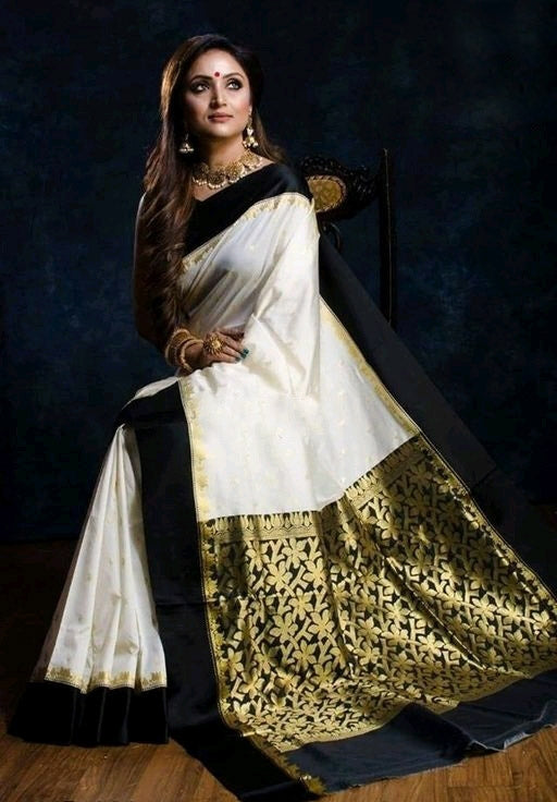 Women's Banarasi Kanjivaram Silk Saree with Blouse Piece
